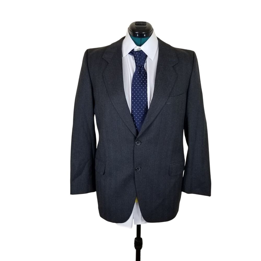 Conte Di Roma Mens Wool Suit Jacket 42R Made In Italy Gray Two Button